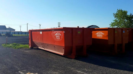 roll-off dumpster rental placed in driveway for cleanup project