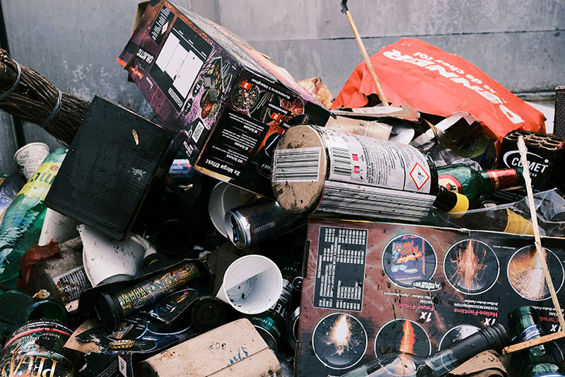 Pile of trash to go in a dumpster