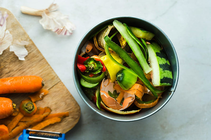 vegetable food scraps in a bowl