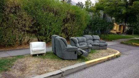 bulk pick up of a couch outside a rural Colorado home
